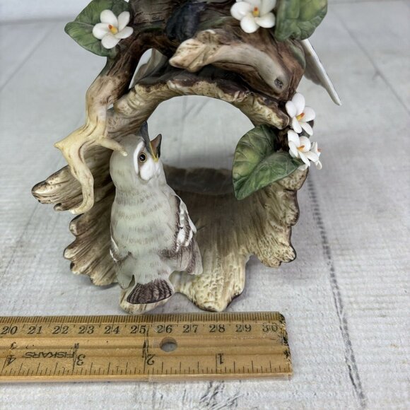 Vintage Masterpiece By Homco MOCKINGBIRD & CHICK Mother Baby Porcelain Figurine - Picture 12 of 16